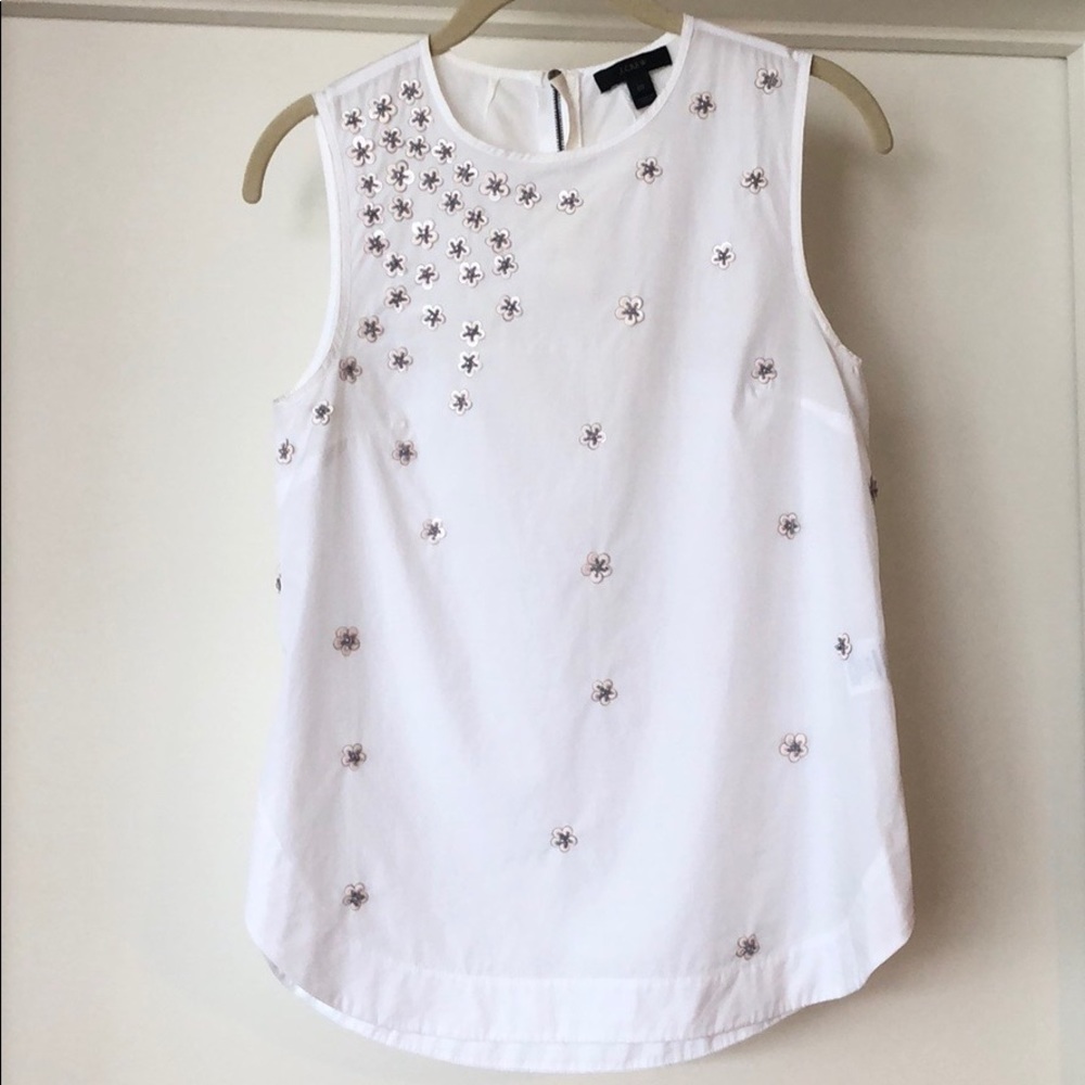 J Crew Sleeveless Blouse with Beading